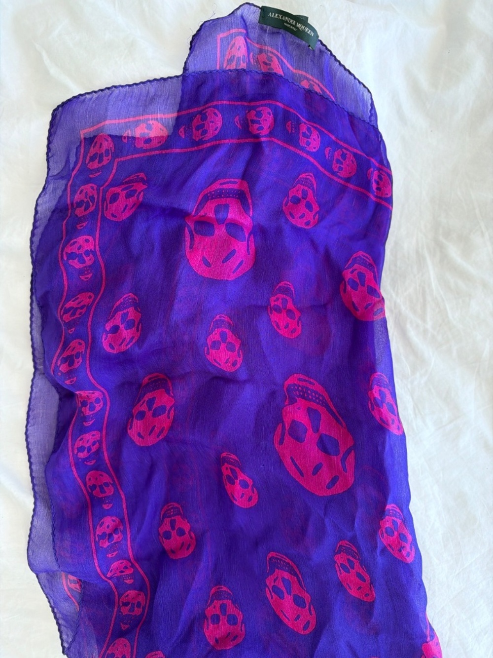 Alexander McQueen Purple Pink Skull Print Scarf